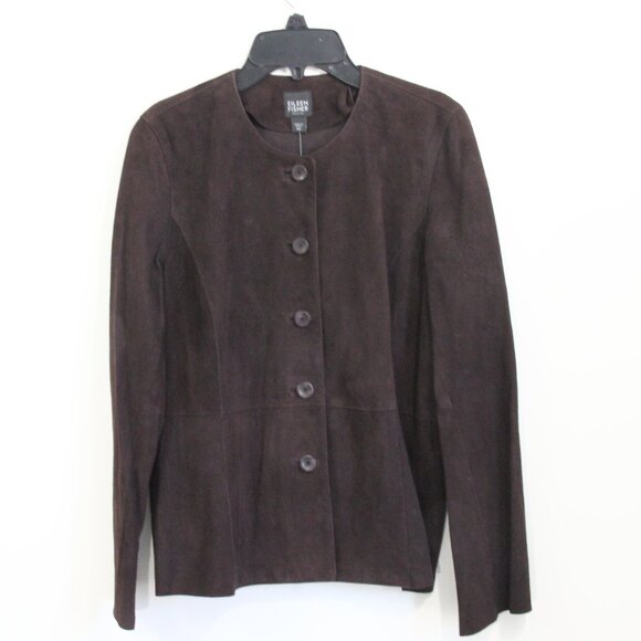 Eileen Fisher Jackets & Blazers - Eileen Fisher Jacket NEW Women Brown Goat Suede Coat medium petite PM